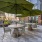 Pool Courtyard Seating and decorative string lights